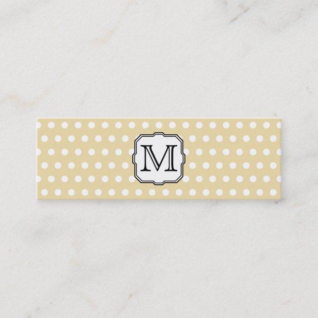 Your Letter. Custom Monogram. Beige Polka Dot. Mini Business Card (Front)