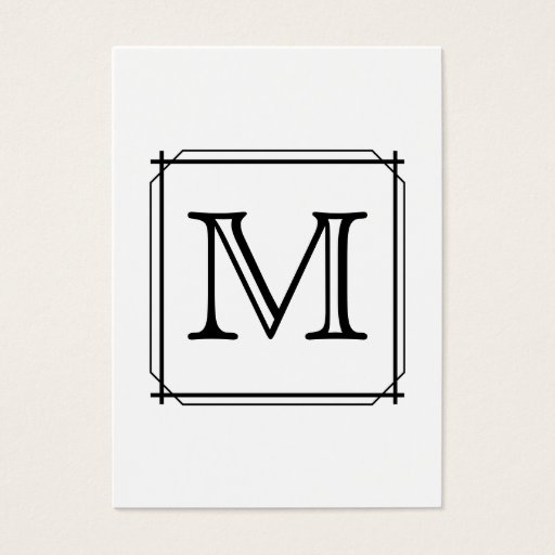 Customizable Your Letter. Custom Monogram. Black and White Business Card Template
