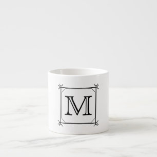 Your Letter. Custom Monogram. Black and White Espresso Cup