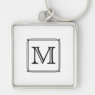 Your Letter. Custom Monogram. Black and White Keychain