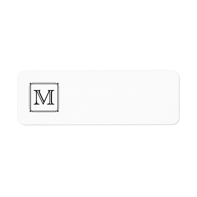 Your Letter. Custom Monogram. Black and White Label (Front)
