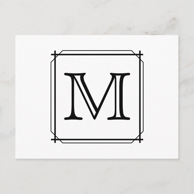Your Letter. Custom Monogram. Black and White Postcard (Front)