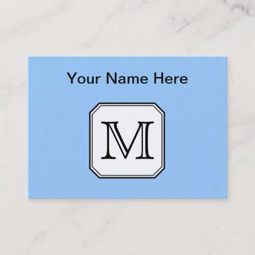 Your Letter. Custom Monogram. Blue Black White. Business Cards