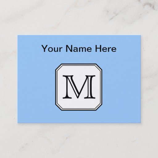 Customizable Your Letter. Custom Monogram. Blue Black White. Business Cards