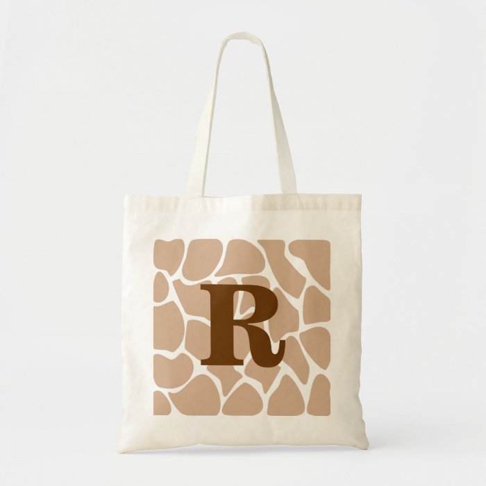 Your Letter. Custom Monogram Giraffe Print Design Bags