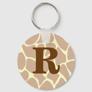 Your Letter. Custom Monogram Giraffe Print Design Keychain