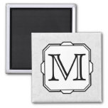Your Letter. Custom Monogram. Gray, Black &amp; White Magnet at Zazzle