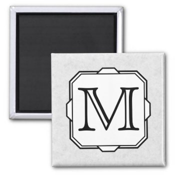 Your Letter. Custom Monogram. Gray  Black & White Magnet by Graphics_By_Metarla at Zazzle