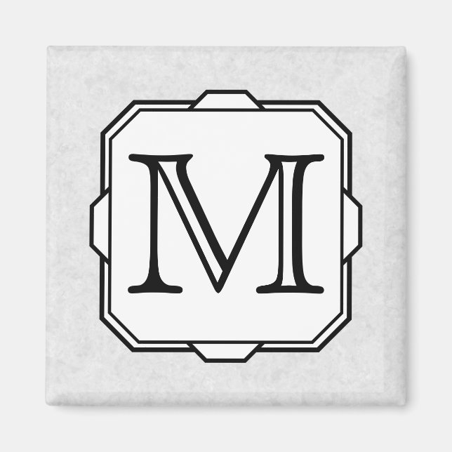 Your Letter. Custom Monogram. Gray, Black & White Magnet (Front)