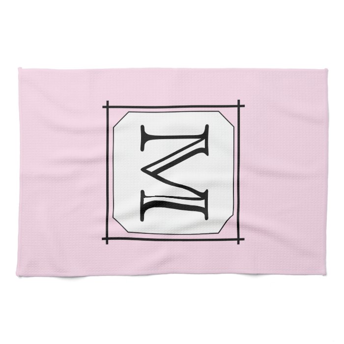 Your Letter. Custom Monogram. Pink Black White. Kitchen Towels