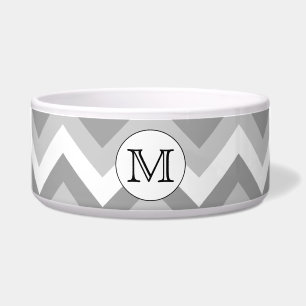 Your Letter. Gray Zigzag Pattern Monogram. Bowl