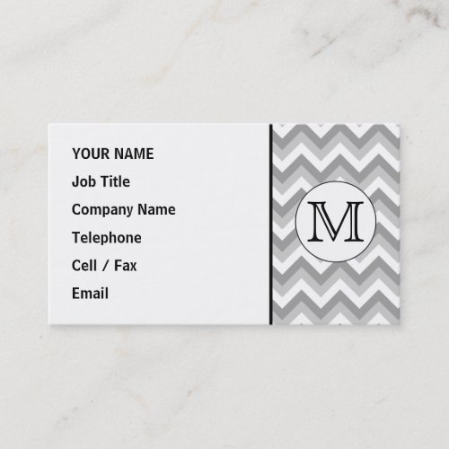 Your Letter. Gray Zigzag Pattern Monogram. Business Cards