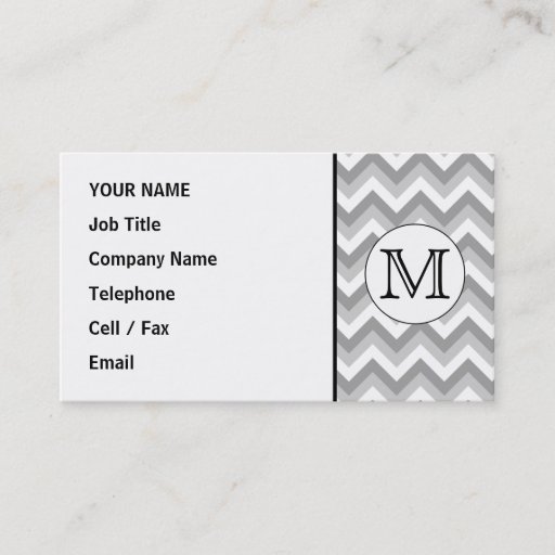 Customizable Your Letter. Gray Zigzag Pattern Monogram. Business Cards