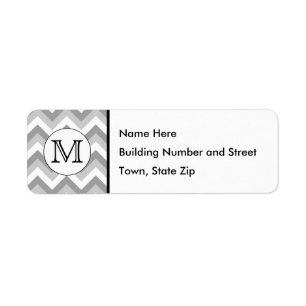 Your Letter. Gray Zigzag Pattern Monogram. Label