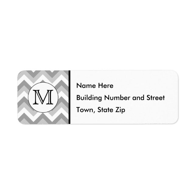 Your Letter. Gray Zigzag Pattern Monogram. Label (Front)