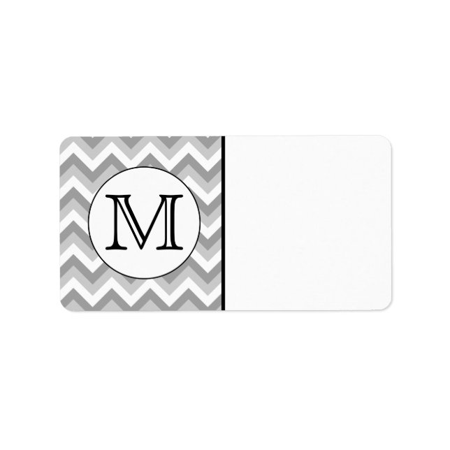 Your Letter. Gray Zigzag Pattern Monogram. Label (Front)