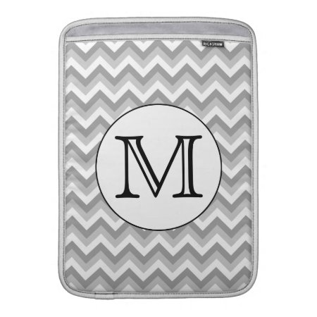 Your Letter. Gray Zigzag Pattern Monogram. Macbook Air Sleeve