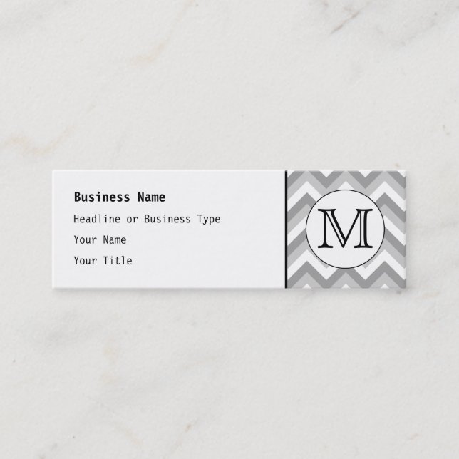 Your Letter. Gray Zigzag Pattern Monogram. Mini Business Card (Front)