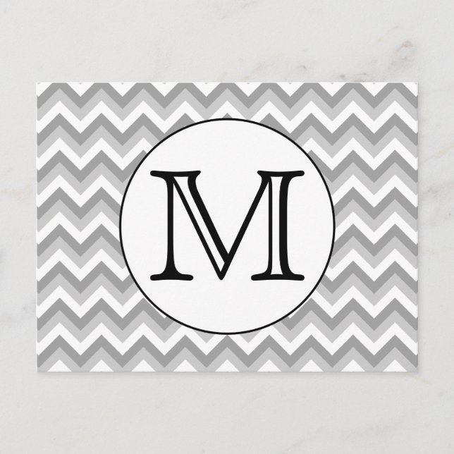 Your Letter. Gray Zigzag Pattern Monogram. Postcard (Front)