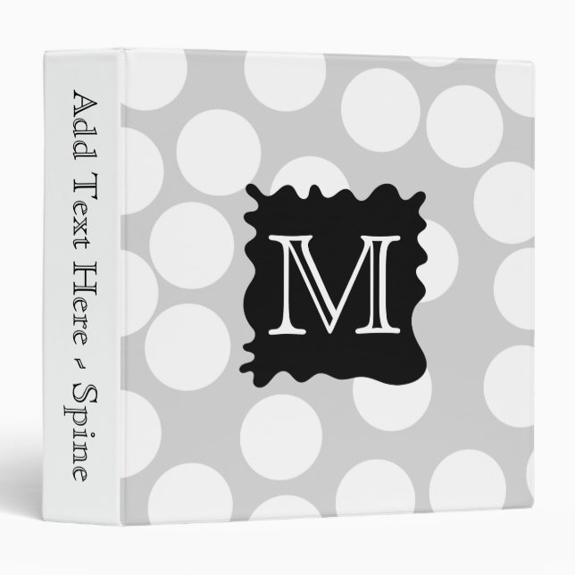 Your Letter, Monogram. Dots with Black Splat. Binder (Front/Spine)