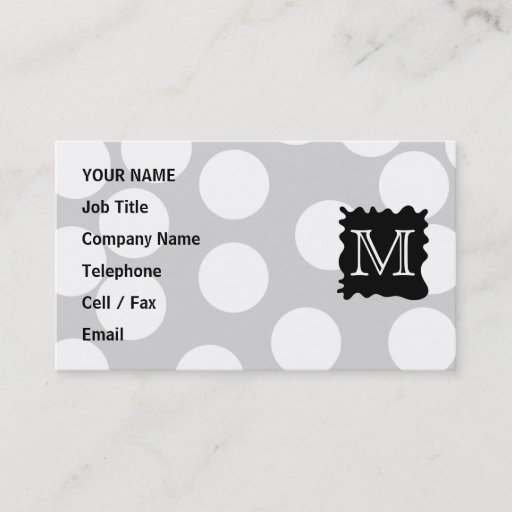 Customizable Your Letter, Monogram. Dots with Black Splat. Business Cards