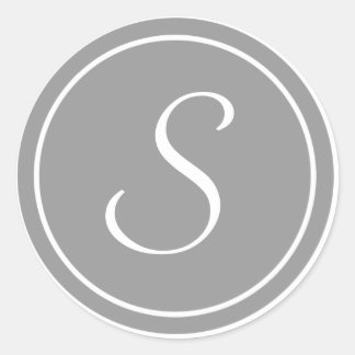 Your Letter, Monogram S, Initial Grey Classic Round Sticker