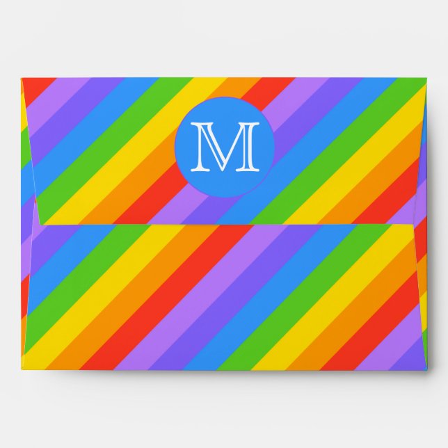 Your Letter, Rainbow Stripes Monogram. Envelope (Back (Top Flap))