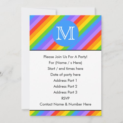 Your Letter, Rainbow Stripes Monogram. Announcement