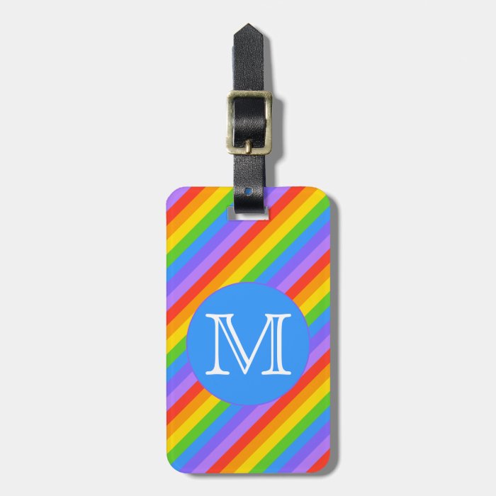 Your Letter, Rainbow Stripes Monogram. Luggage Tag