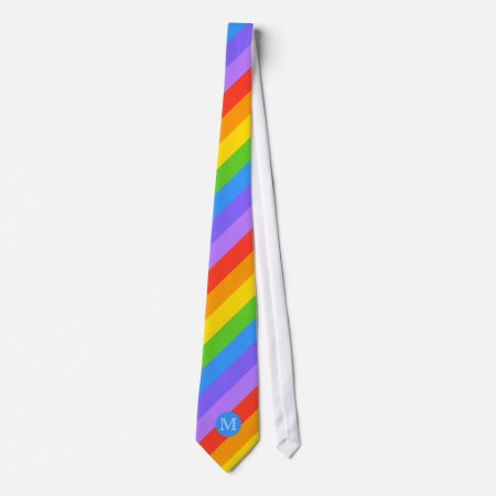 Your Letter, Rainbow Stripes Monogram. Neck Tie