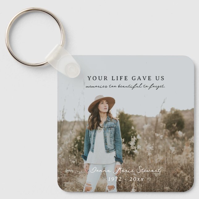 Your Life Gave Us | Photo Memorial Keychain (Front)