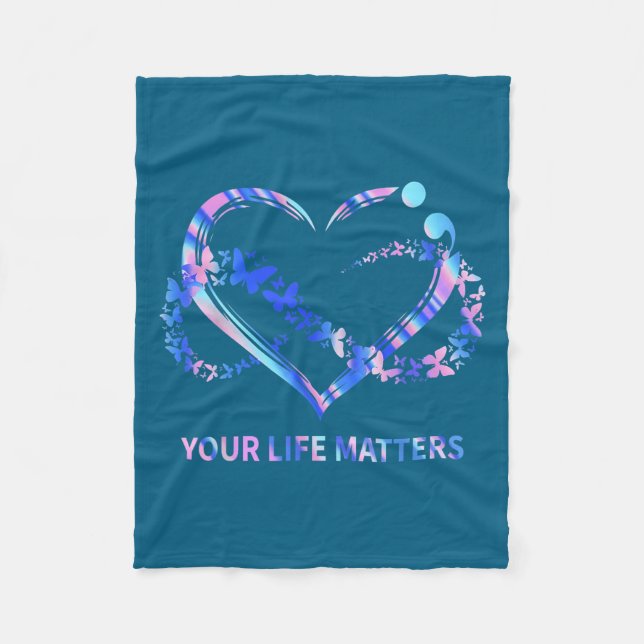 Your Life S Suicide Awareness Butterflies Heart  Fleece Blanket (Front)