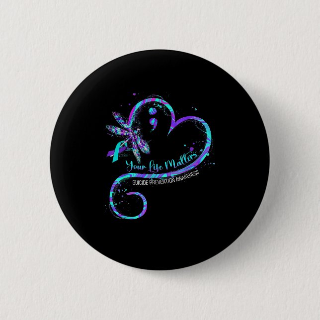 Your Life S Suicide Prevention Awareness Dragonfly Button (Front)