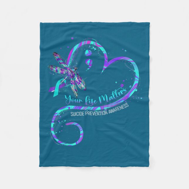 Your Life S Suicide Prevention Awareness Dragonfly Fleece Blanket (Front)