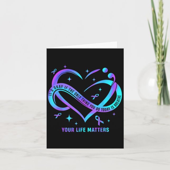 Your Life S Suicide Prevention Teal Purple Heart R Card (Front)
