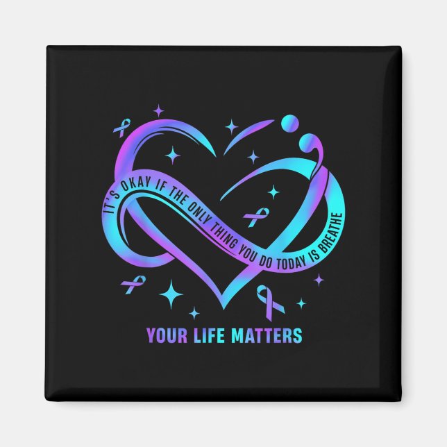 Your Life S Suicide Prevention Teal Purple Heart R Magnet (Front)