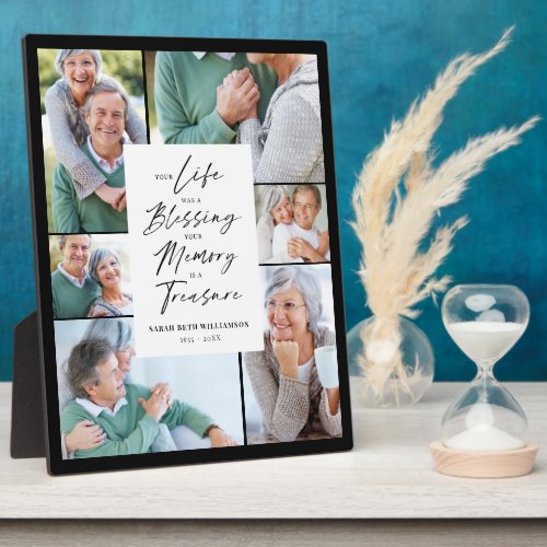 Your Life was a Blessing Photo Collage Memorial Plaque