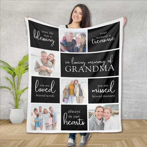 Your Life Was a Blessing Photo Collage Sympathy Fleece Blanket