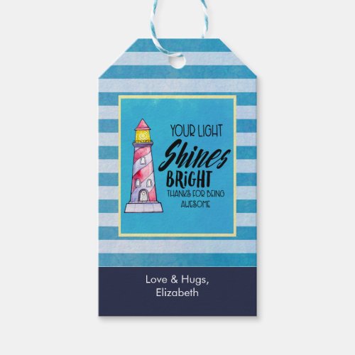 Your Light Shines Bright Lighthouse Thank You Gift Tags