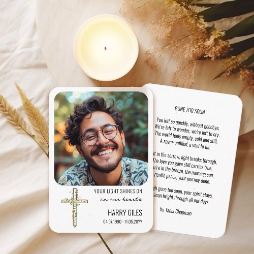 Your Light Shines On Photo Memorial Keepsake Card