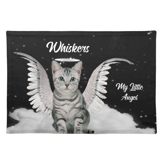 Your Little Angel Tabby Cat with Name Placemat (Front)