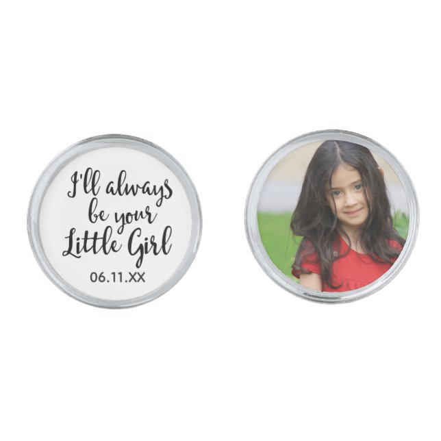 Your Little Girl Father of the Bride Custom Photo Cufflinks (Front)