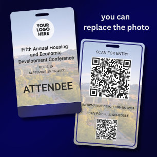Your Location Photo Logo QR Event Conference Badge