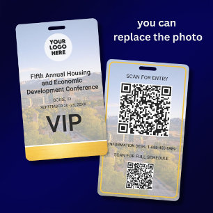 Your Location Photo Logo QR Event Conference Badge