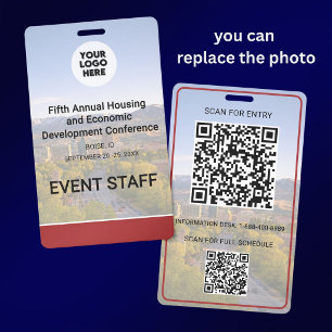 Your Location Photo Logo QR Event Conference Badge