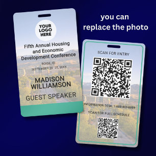 Your Location Photo Logo QR Event Conference Badge