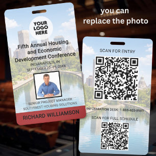Your Location Photo QR Logo Conference   Badge