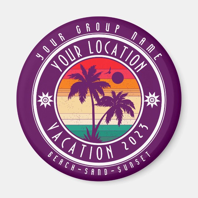 Your Location Vacation Custom Group Name Summer Magnet (Front)