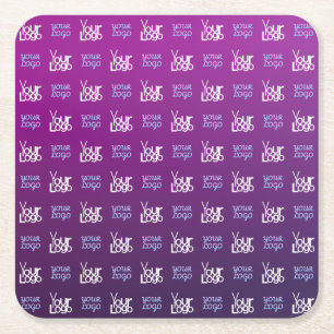 Your Logo 2 Uploaded Images or Business Logos Square Paper Coaster