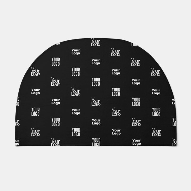 Your Logo | 3 Logo Pattern Design Editable Black Doormat (Front)
